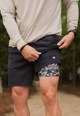 Wear ‘Em Everywhere Shorts - Heather Black with Camo Liner