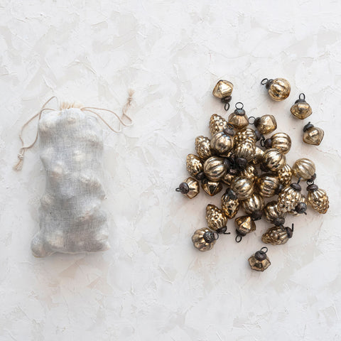 1” Mercury Glass Ornaments Set of 36 - Gold