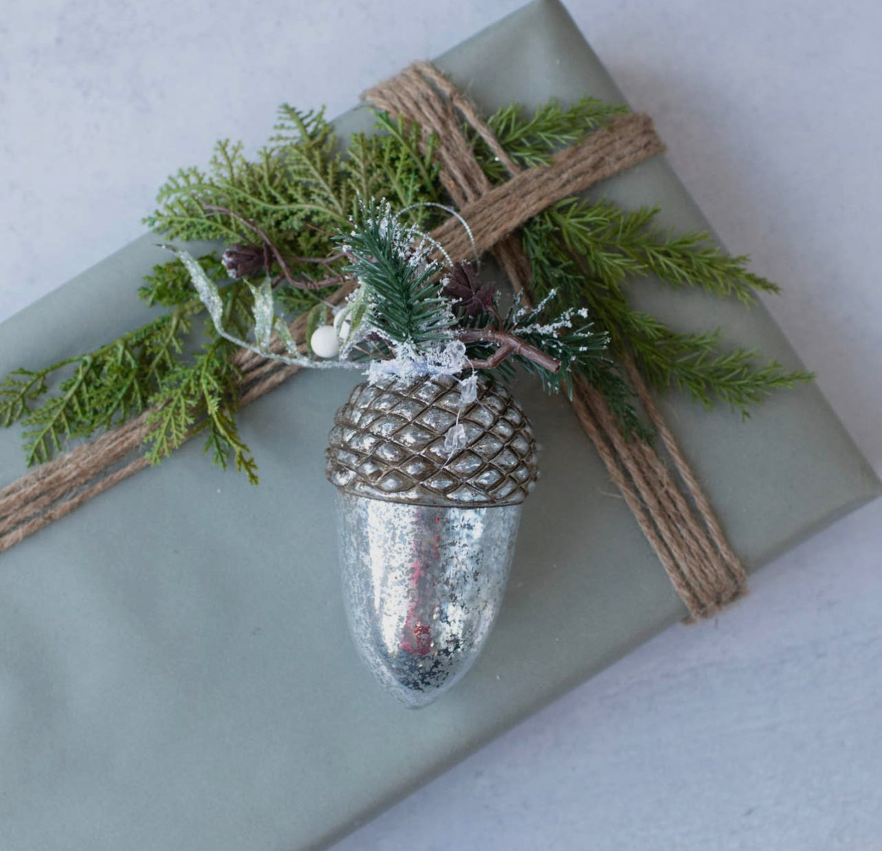 4.5” Silver Dipped Pinecone Ornament