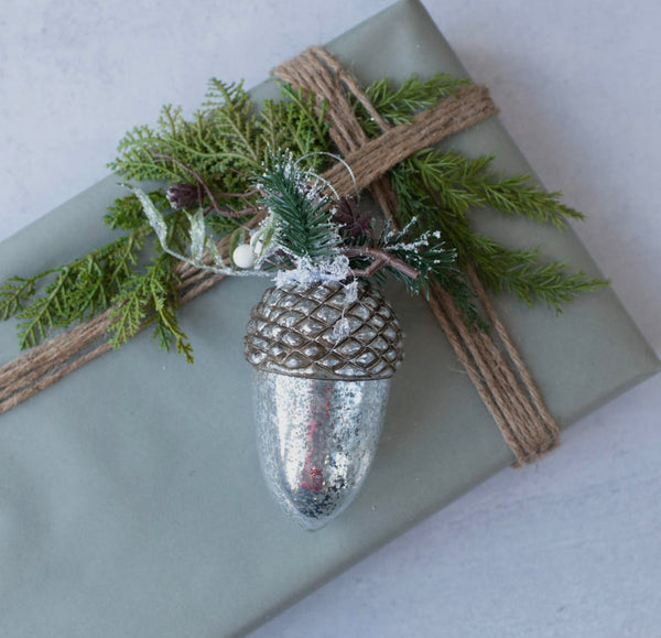 4.5” Silver Dipped Pinecone Ornament