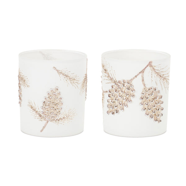 Glittered Pinecone Votives