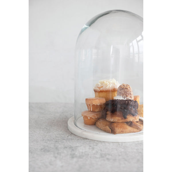 Glass Cloche with Marbled Base