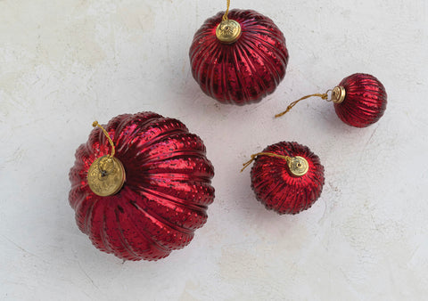 6” Round Ribbed Red Ornament