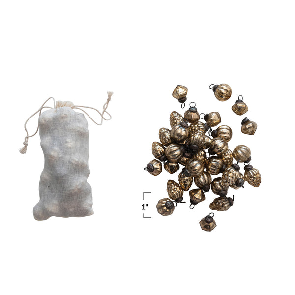 1” Mercury Glass Ornaments Set of 36 - Gold