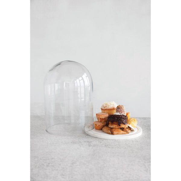 Glass Cloche with Marbled Base