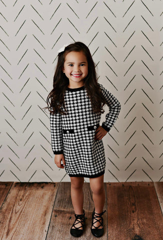 Houndstooth Check Dress - Little Lady