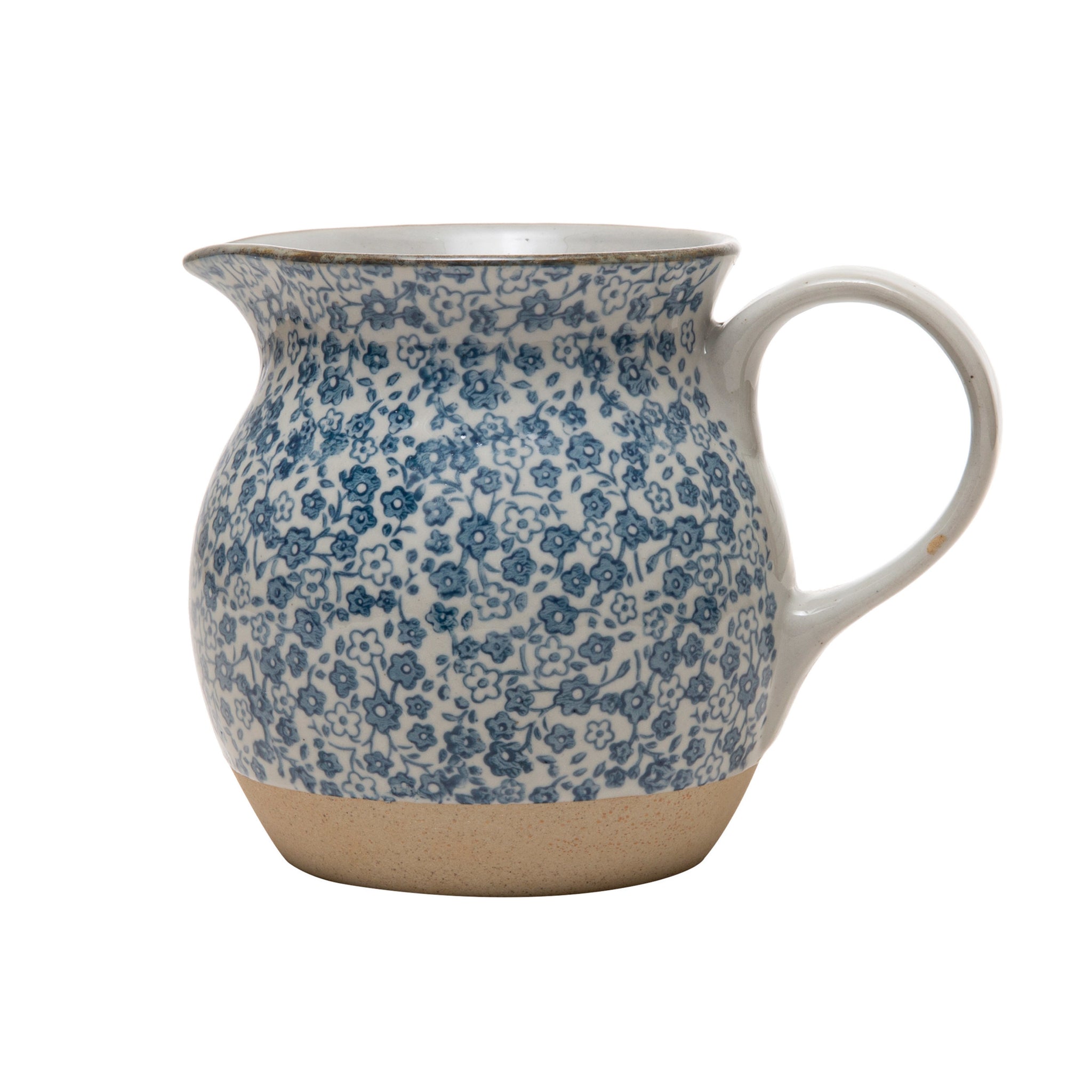 Hand Painted Floral Blue Pitcher