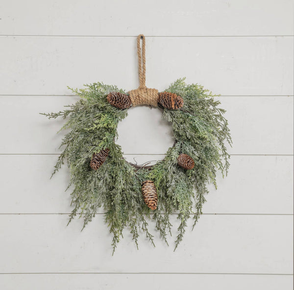 16” Snow Cedar Wreath