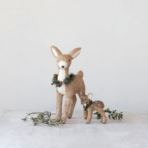 Grass Deer with Wreath - Large