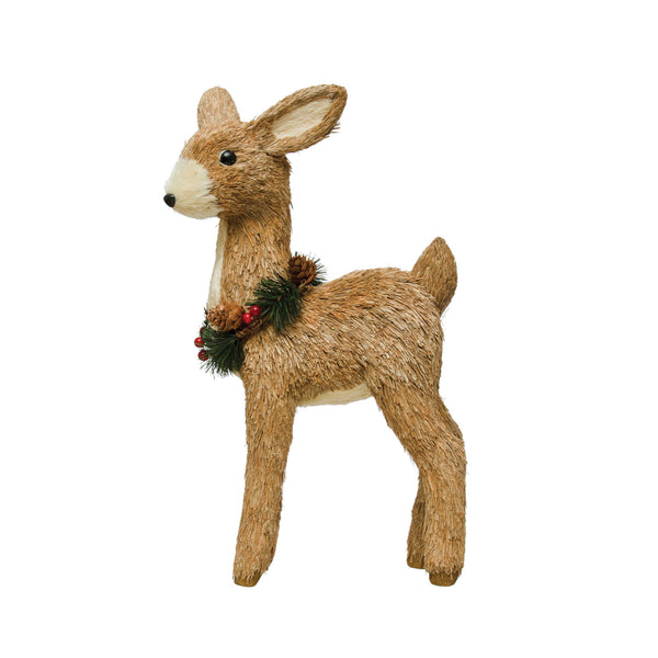 Grass Deer with Wreath - Large