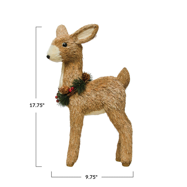Grass Deer with Wreath - Large