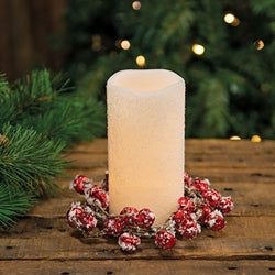 Red Jingle Bells with Snow Candle Ring