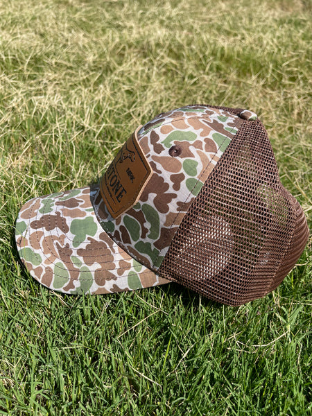 Camo/Brown GSP Leather Patch Hat