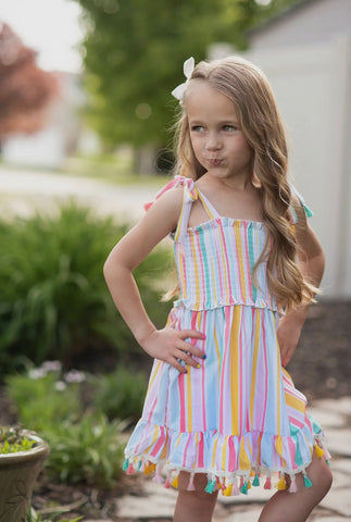 Bright Rainbow Tassel Dress - Little One