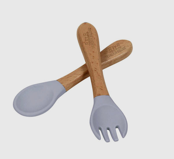 Silicone/Beechwood Fork & Spoon Set