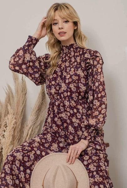 Mock Neck Midi Dress