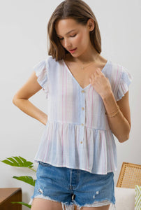 Pretty in Blue Stripes Top