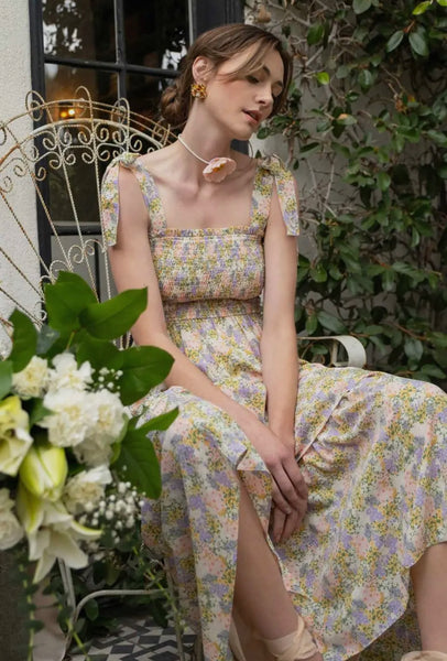 Ruffle Tiered Multicolored Floral Midi Dress