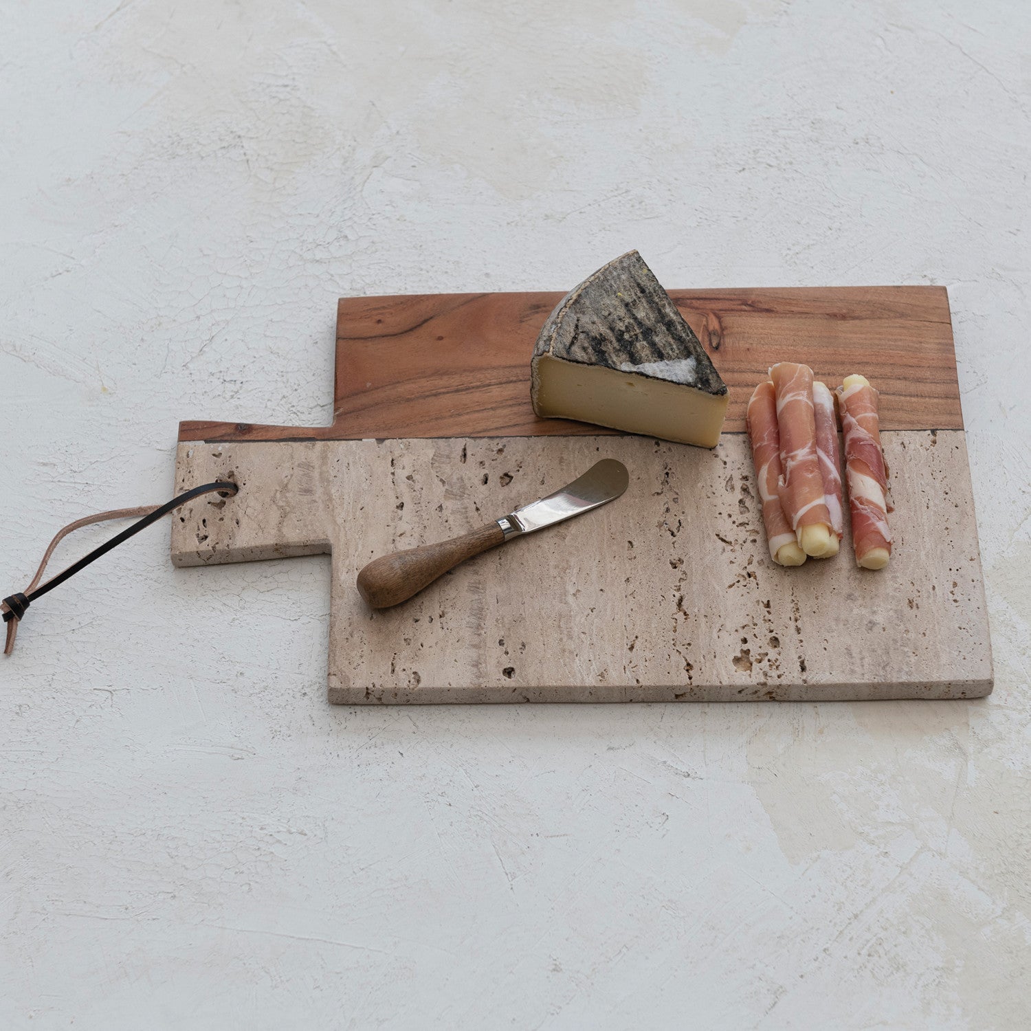 Stone & Wood Board With Knife