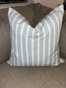 Seafoam Blue Striped Pillow