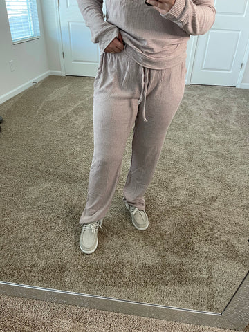 Ribbed Pink Lounge Pants