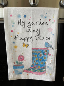 Garden is my Happy Place Tea Towel