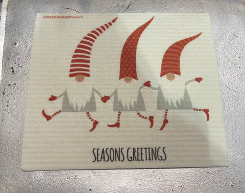Seasons Greetings Dish Cloth (Wood & Cotton)