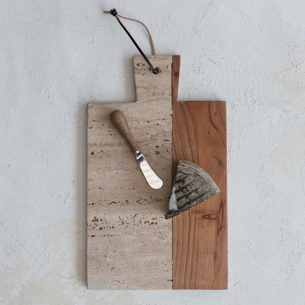 Stone & Wood Board With Knife