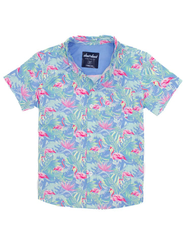 Floral Flamingo Button Up - Toddlers